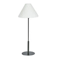 Alpine table lamp in black with brass base styled on bedside table creating warm ambient lighting