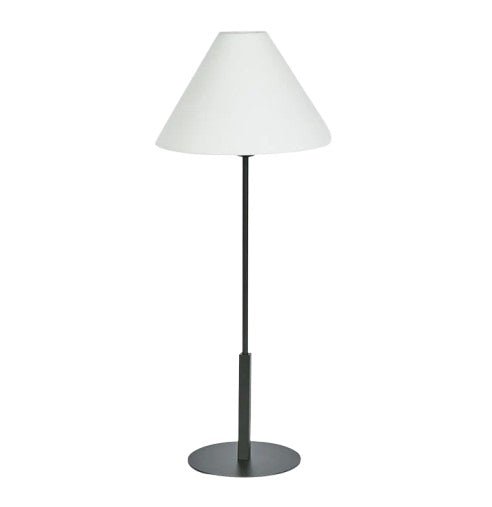 Alpine table lamp in black with brass base styled on bedside table creating warm ambient lighting