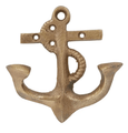 Anchor Brass Wall Hook featuring a classic nautical anchor design in solid brass, ideal for hanging coats, hats, bags and towels in coastal interiors.