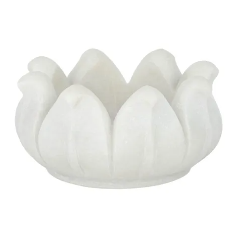 Anthesis Marble Bowl handcrafted from white marble with a sculptural petal-inspired design, ideal for jewellery, keepsakes and decorative styling.