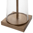 Arlo glass table lamp styled on a bedside table in a sophisticated Hamptons-inspired bedroom.