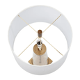 Close-up detail of the Arlo Table Lamp showcasing the clear glass body, antique gold rod and elegant craftsmanship.
