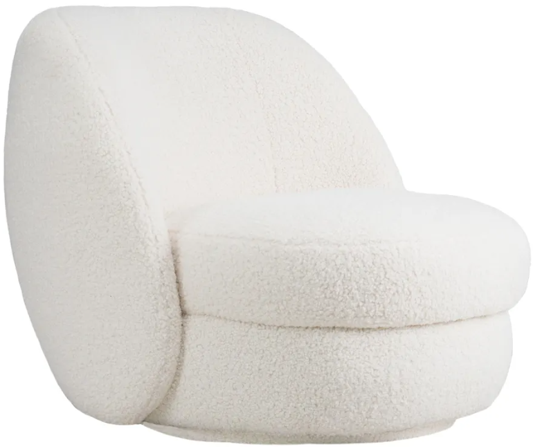 Swivel Chair Off White Shearling