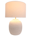 Side profile of the Avalon Textured Table Lamp Large showcasing its textured ceramic base and coastal-inspired design.