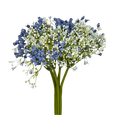 Blue artificial baby breath bouquet styled in vase with soft coastal decor
