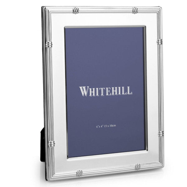 Bali silver plated 4x6 photo frame with elegant linear detailing, glass front and polished finish for Hamptons, coastal and classic home styling.