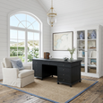 Balmoral Desk in Drifted Oak finish with generous built-in storage for a stylish home office