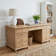 Balmoral Desk in natural oak finish with spacious work surface and built-in storage