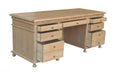 Balmoral Natural Oak Desk styled in a Hamptons-inspired home office with elegant décor