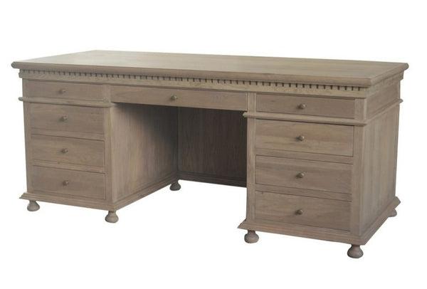 Balmoral Desk in Weathered Oak finish with generous storage for a classic home office