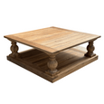 Close-up of the Balustrade Coffee Table showcasing the hand-selected reclaimed timber grain and handcrafted finish.
