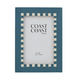 Barnet Blue Check Photo Frame 4x6 inch featuring a coastal blue resin frame with a classic checkerboard border, perfect for Hamptons and coastal home styling.