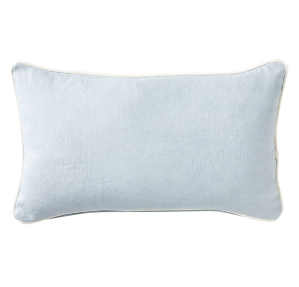 Basic Sky Blue Cushion with White Piping Lumbar