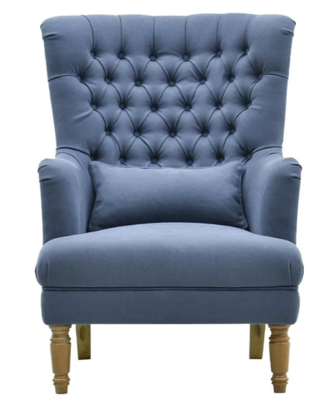 Navy Tufted Winged Armchair