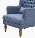 Navy Tufted Winged Armchair