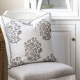 Bellamy Garden Cushion Sage Green 50cm with botanical floral print and sage green piping
