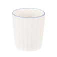 White ceramic bathroom holder with scalloped blue trim from the Bellamy Collection, perfect for storing toiletries or accessories in Hamptons-style interiors.