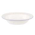 Bellamy Ceramic Soap Dish in white with blue scalloped trim – elegant Hamptons-style ceramic dish for soap or trinkets.