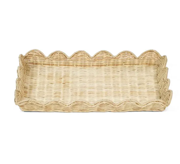 Belle Rattan Scallop Tray Large