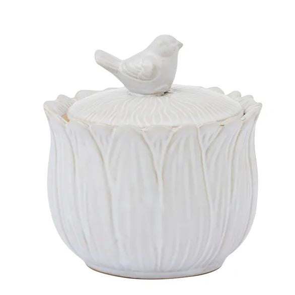 Bird Ceramic Jar White