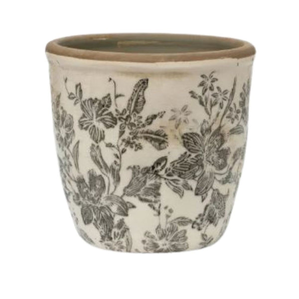Black Floral Pot Small
