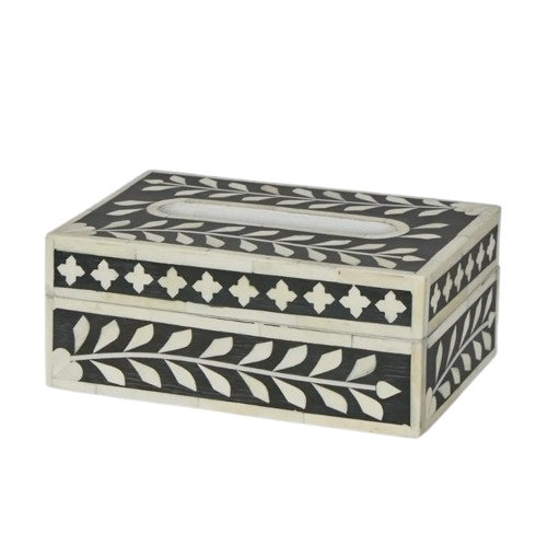 Aurora Bone Inlay Tissue Box Black/White