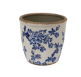 Blue Floral Herb Pot Large