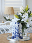 Blue & White Cheongsam Porcelain Sculpture 25cm - Hamptons Style