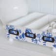 Blue and white coastal cutlery organiser tray with compartments, Hamptons style storage tray for kitchen or drawer organisation