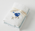 Blue Wren Face Washer Set of 3 (2 Plain) - Hamptons Style
