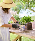 Blue Floral Herb Pot Small