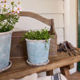 Sea Blue Plant Pot & Saucer Small - Hamptons Style