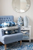 Slate Blue Tufted Winged Armchair