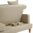 Bondi Hamptons 3 Seat Sofa detail showing loose cushion, upholstered frame and white piped edging.