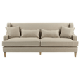 Bondi Hamptons 3 Seat Sofa in natural linen blend upholstery with white piping and timber legs.