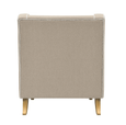 Rear view of Bondi Hamptons Armchair showing fully upholstered natural fabric back and solid timber legs.