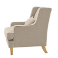 Side view of Bondi Hamptons Armchair showing high back, curved arm profile and natural upholstered finish.