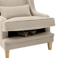 Bondi Hamptons Armchair with seat cushion raised to show the upholstered seat base and internal support area.