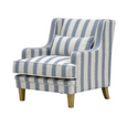 Bondi Hamptons Armchair Sky Blue Stripe with Blue Piping