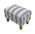 Bondi Hamptons Ottoman Sky Blue Stripe with Blue Piping