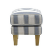 Bondi Hamptons Ottoman Sky Blue Stripe with Blue Piping