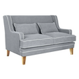 Bondi Hamptons 2 Seat Sofa Grey with White Piping