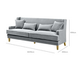 Bondi Hamptons 3 Seat Sofa Grey with White Piping