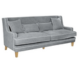 Bondi Hamptons 3 Seat Sofa Grey with White Piping