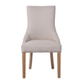 Bordeaux Studded Beige Oakwood Dining Chair