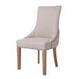 Bordeaux Studded Beige Oakwood Dining Chair