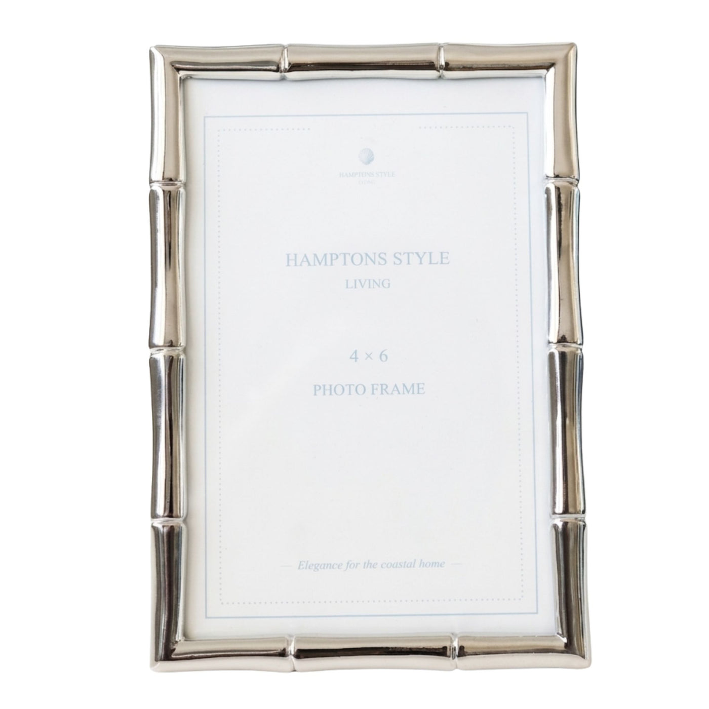 Brentwood silver bamboo photo frame 4x6 inch with polished metallic finish, elegant coastal style picture frame for Hamptons home decor