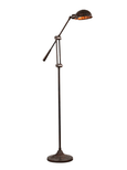Calais adjustable brass floor lamp with ribbed metal shade in antique finish