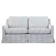 Camden Marine Stripe 2.5 Seat Skirted Sofa featuring classic blue and white striped Warwick upholstery with a fully skirted Hamptons design.