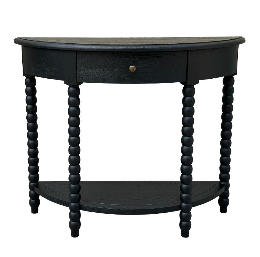 Bobbin Curved Console Black Oak 100cm